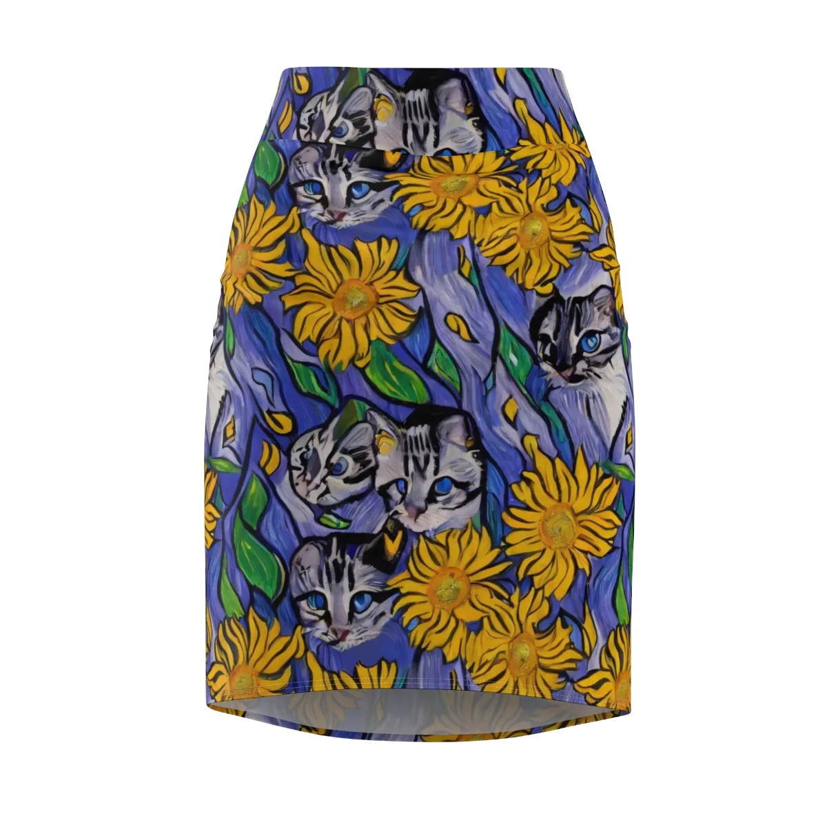 Feline Flora on Pencil Skirt — Front