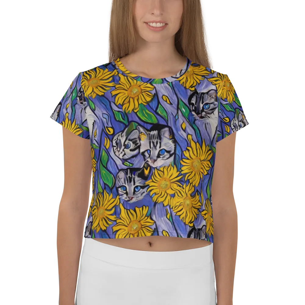 Feline Flora on Crop Tee — Front