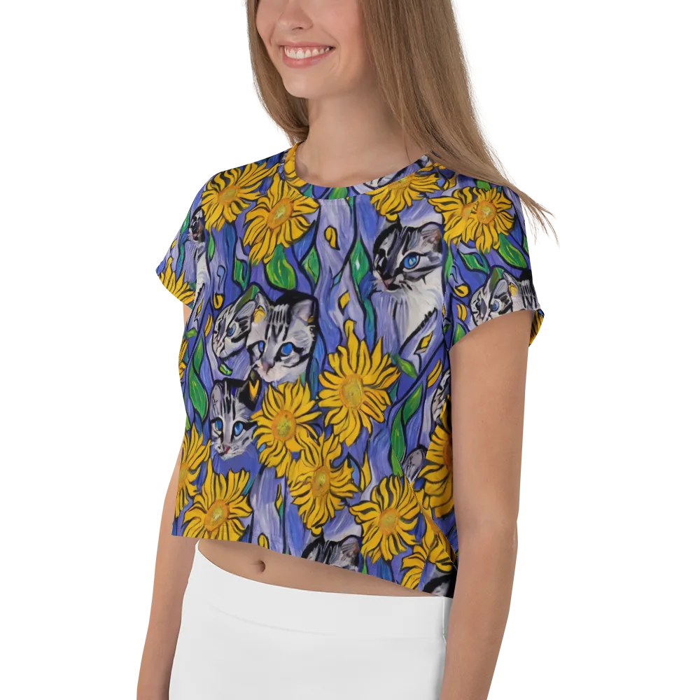 Feline Flora on Crop Tee — Left
