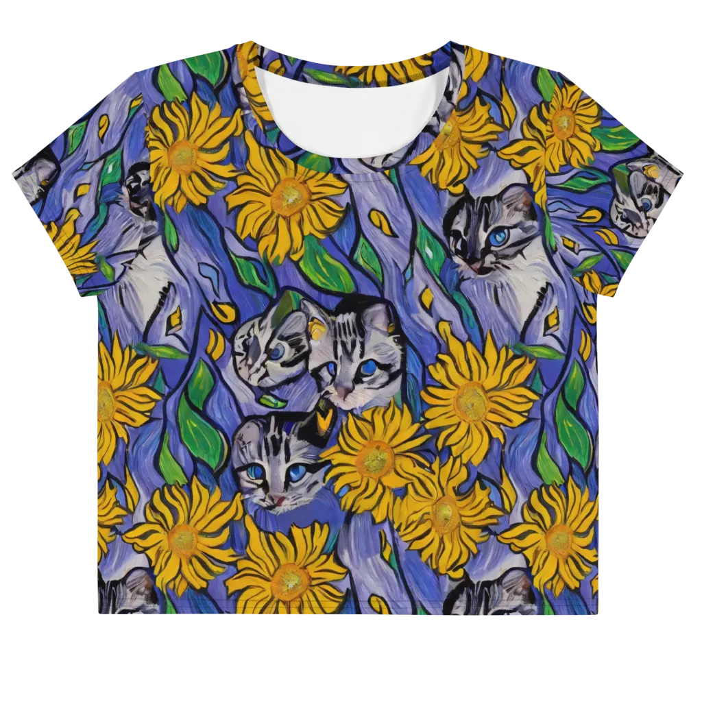 Feline Flora on Crop Tee — Front