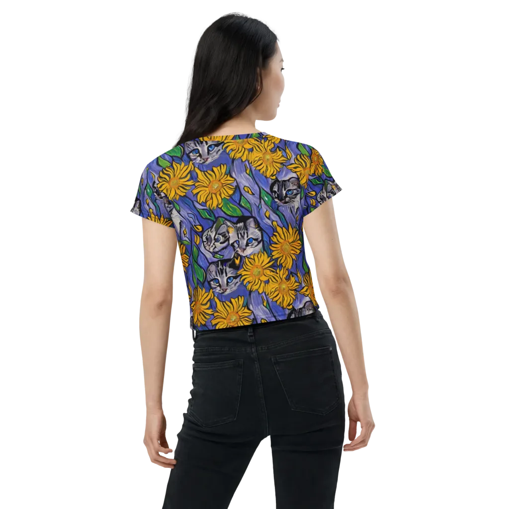 Feline Flora on Crop Tee — Back