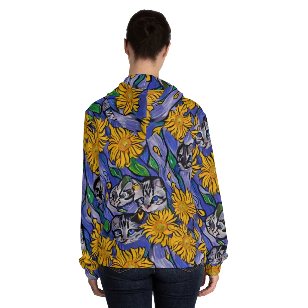 Feline Flora on Women's Full-Zip Hoodie — Back On Person