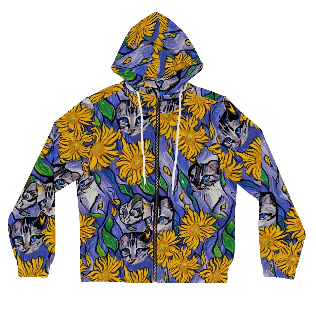 Feline Flora on Women's Full-Zip Hoodie — Front