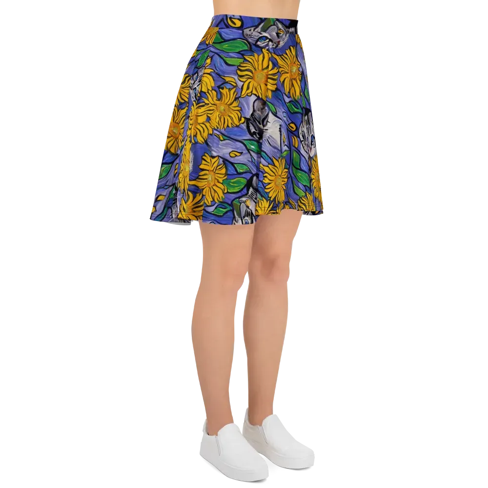 Feline Flora on Skater Skirt — Right