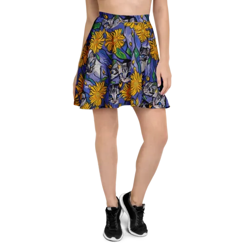 Feline Flora on a Skater Skirt