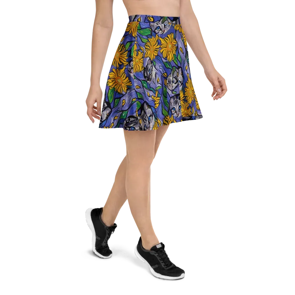 Feline Flora on Skater Skirt — Right