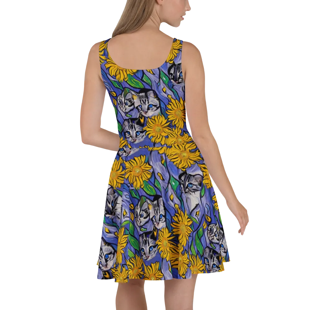 Feline Flora on Skater Dress — Back
