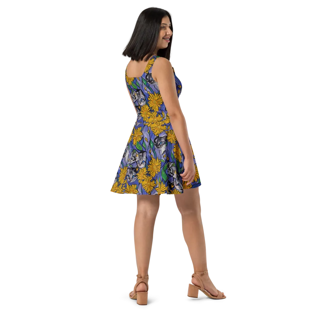 Feline Flora on Skater Dress — Right