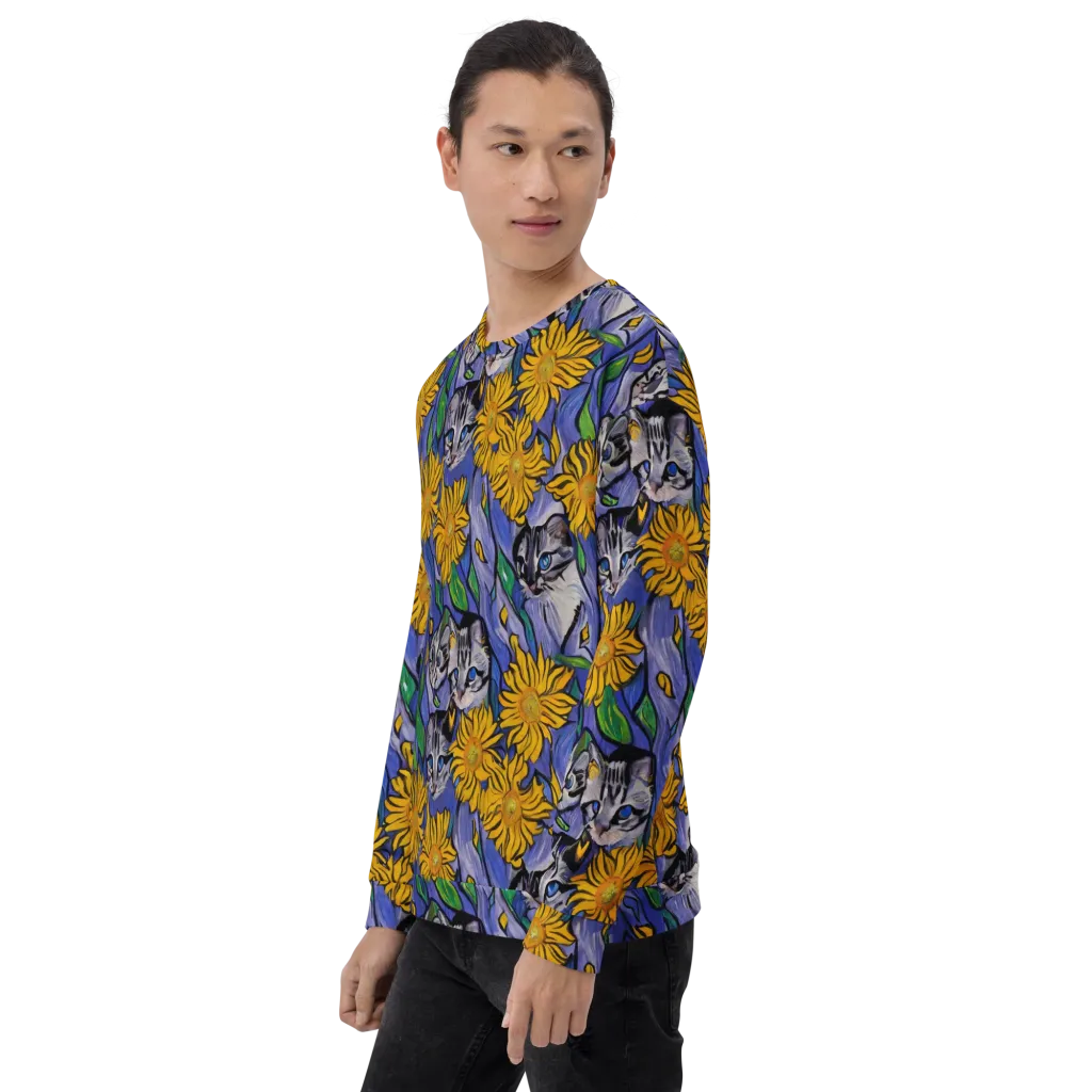 Feline Flora on Sweatshirt — Left Front