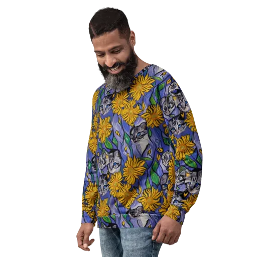 Feline Flora on a Sweatshirt