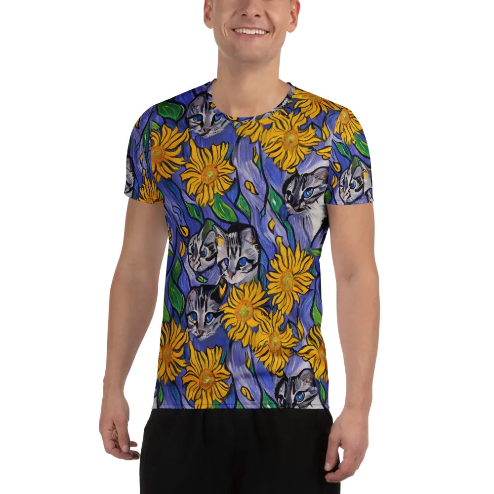 Feline Flora on Men's Athletic T-Shirt — Front