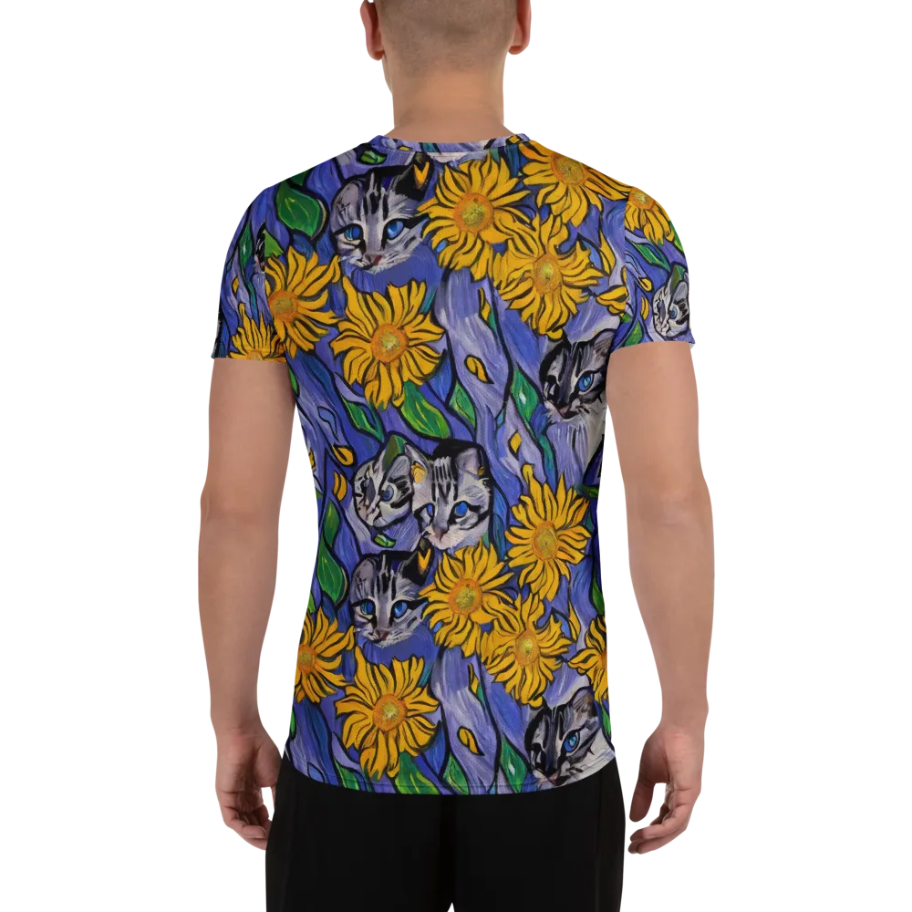 Feline Flora on Men's Athletic T-Shirt — Back