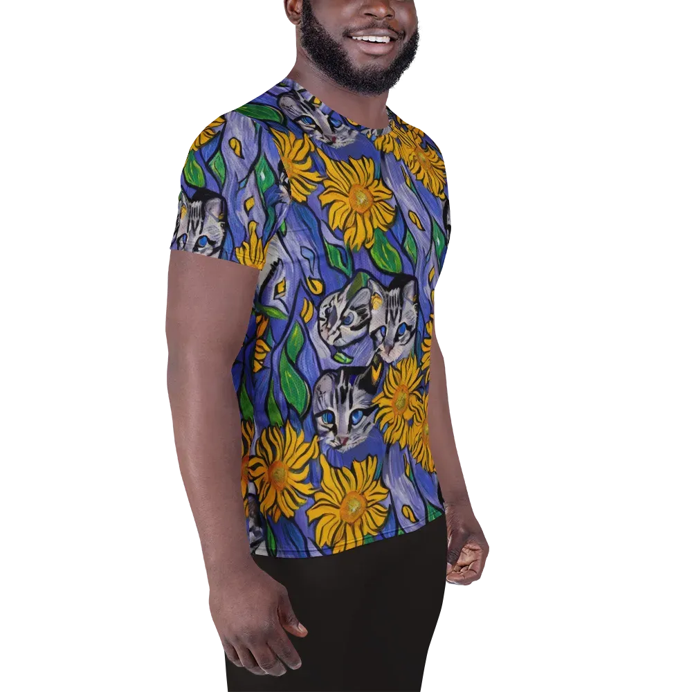 Feline Flora on Men's Athletic T-Shirt — Right