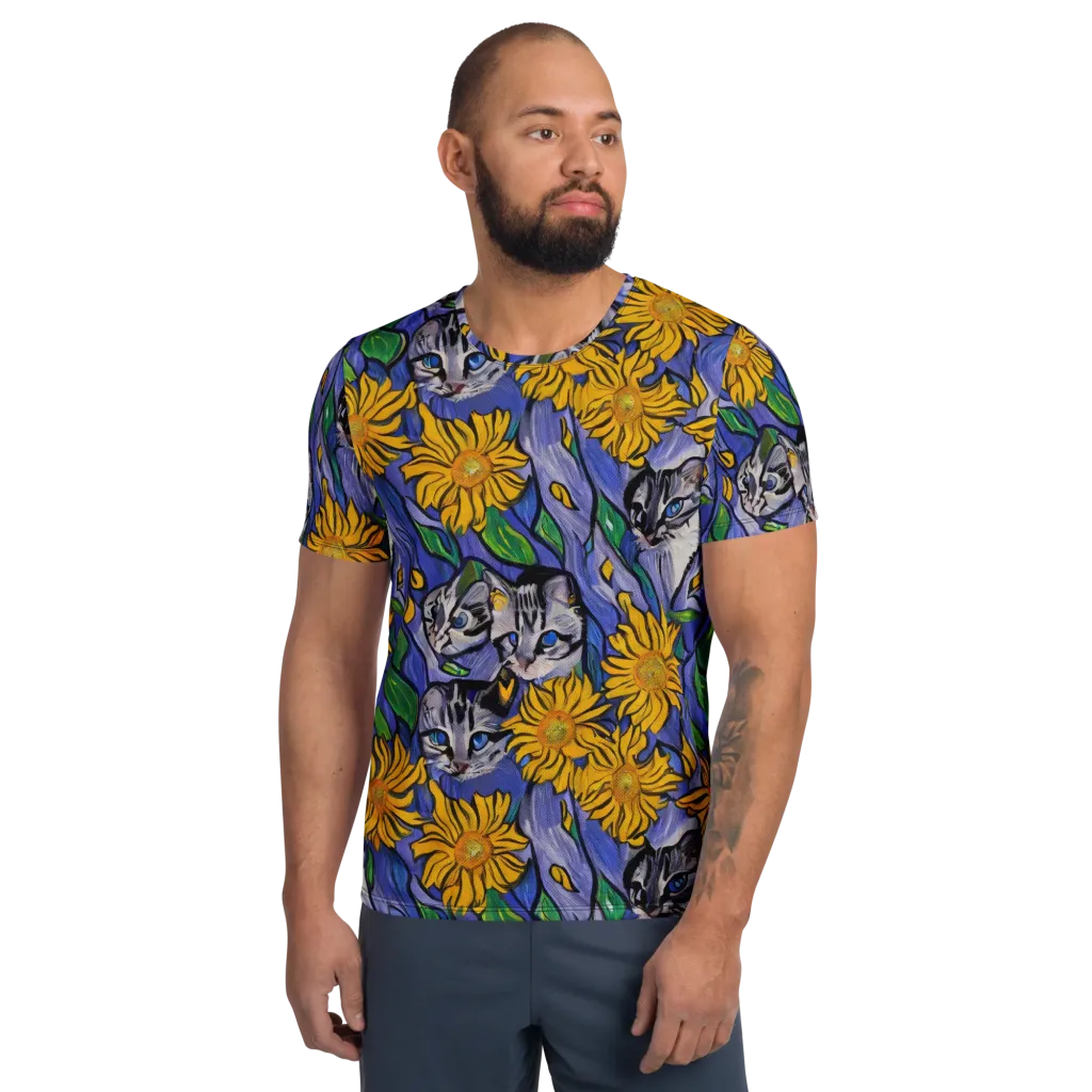 Feline Flora on Men's Athletic T-Shirt — Front