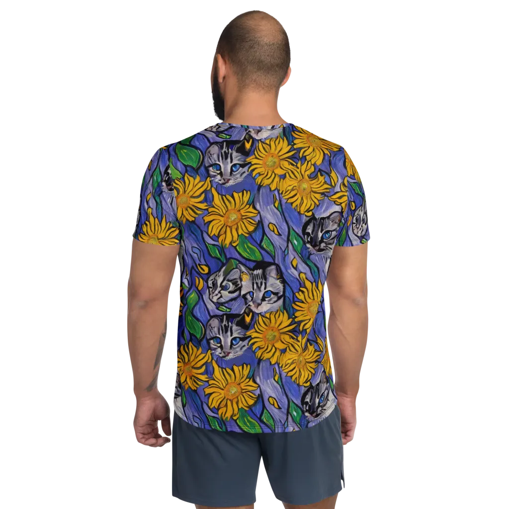Feline Flora on Men's Athletic T-Shirt — Back