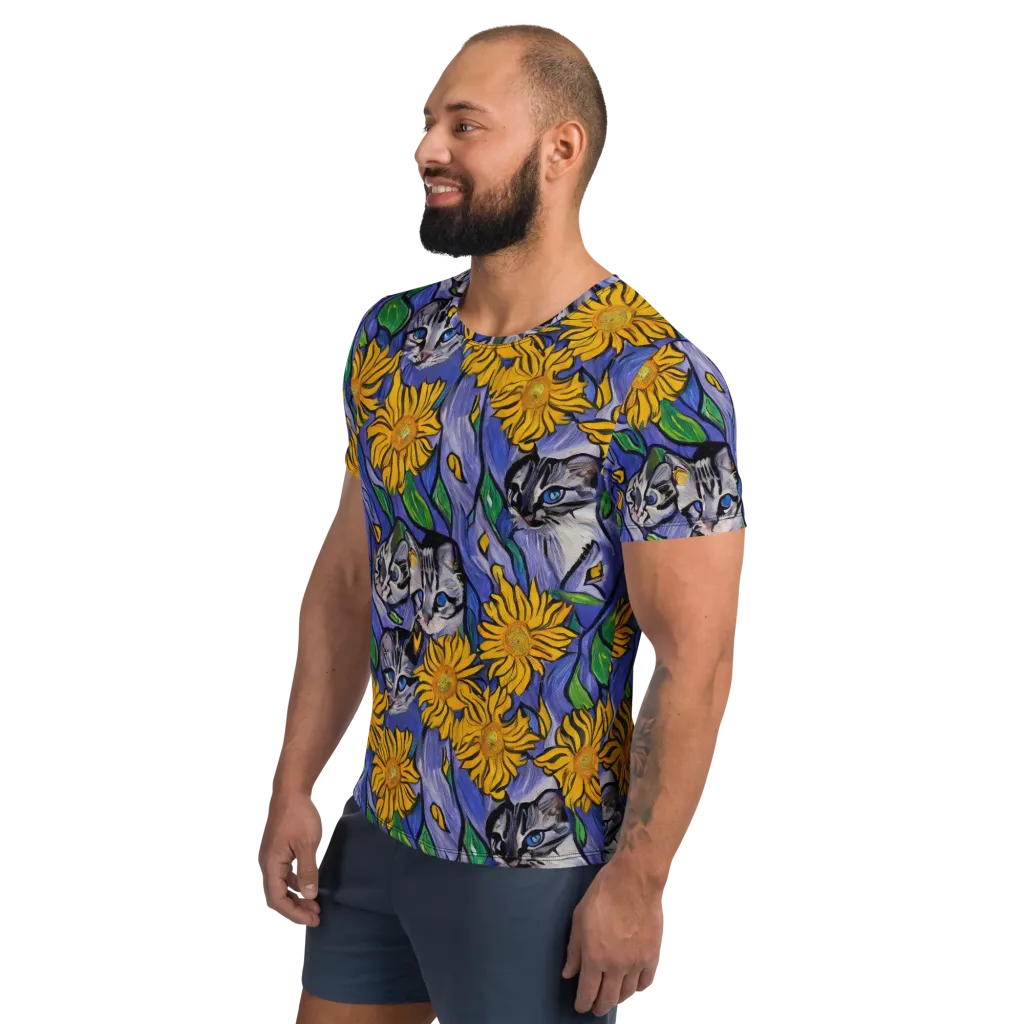 Feline Flora on Men's Athletic T-Shirt — Left
