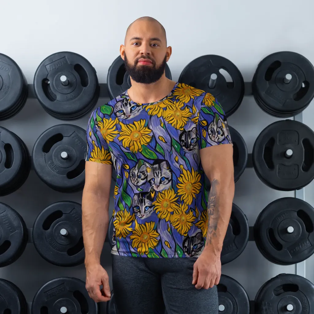 Feline Flora on Men's Athletic T-Shirt — Front