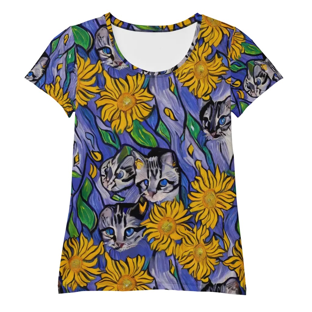 Feline Flora on Women's Athletic T-Shirt — Front