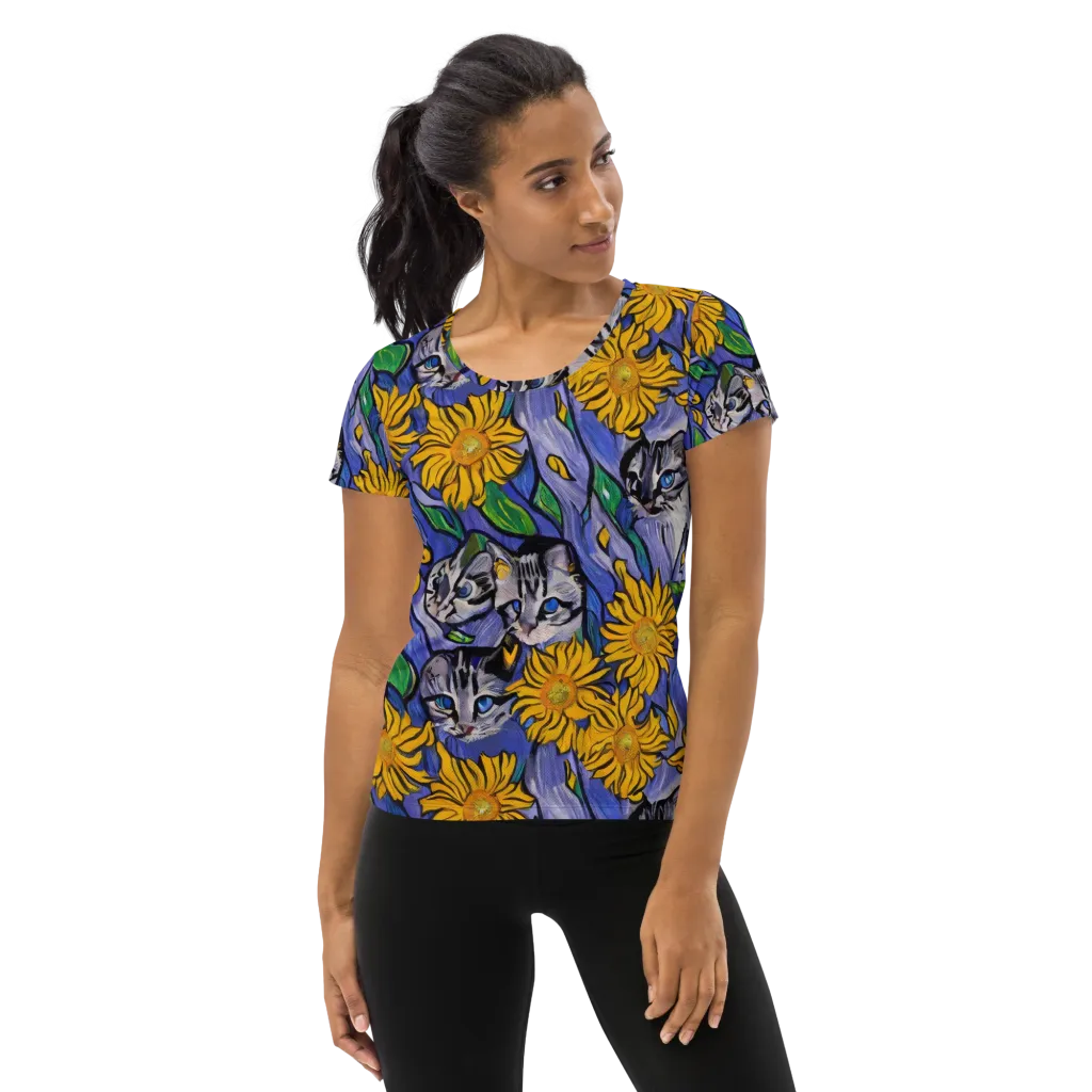 Feline Flora on Women's Athletic T-Shirt — Front