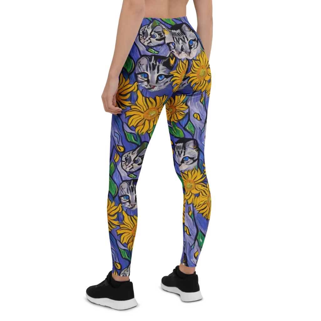 Feline Flora on Leggings — Back