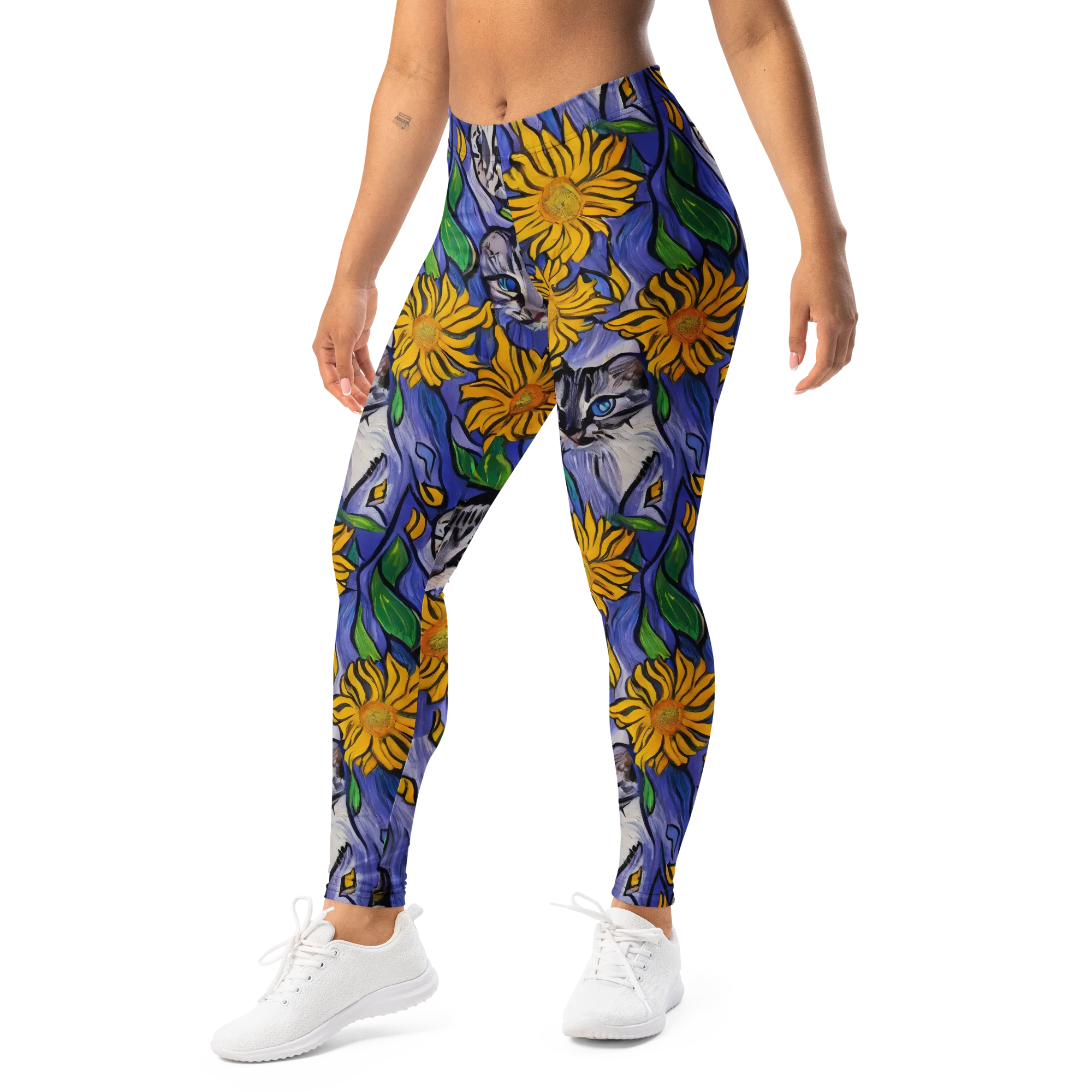 Feline Flora on Leggings — Left Front