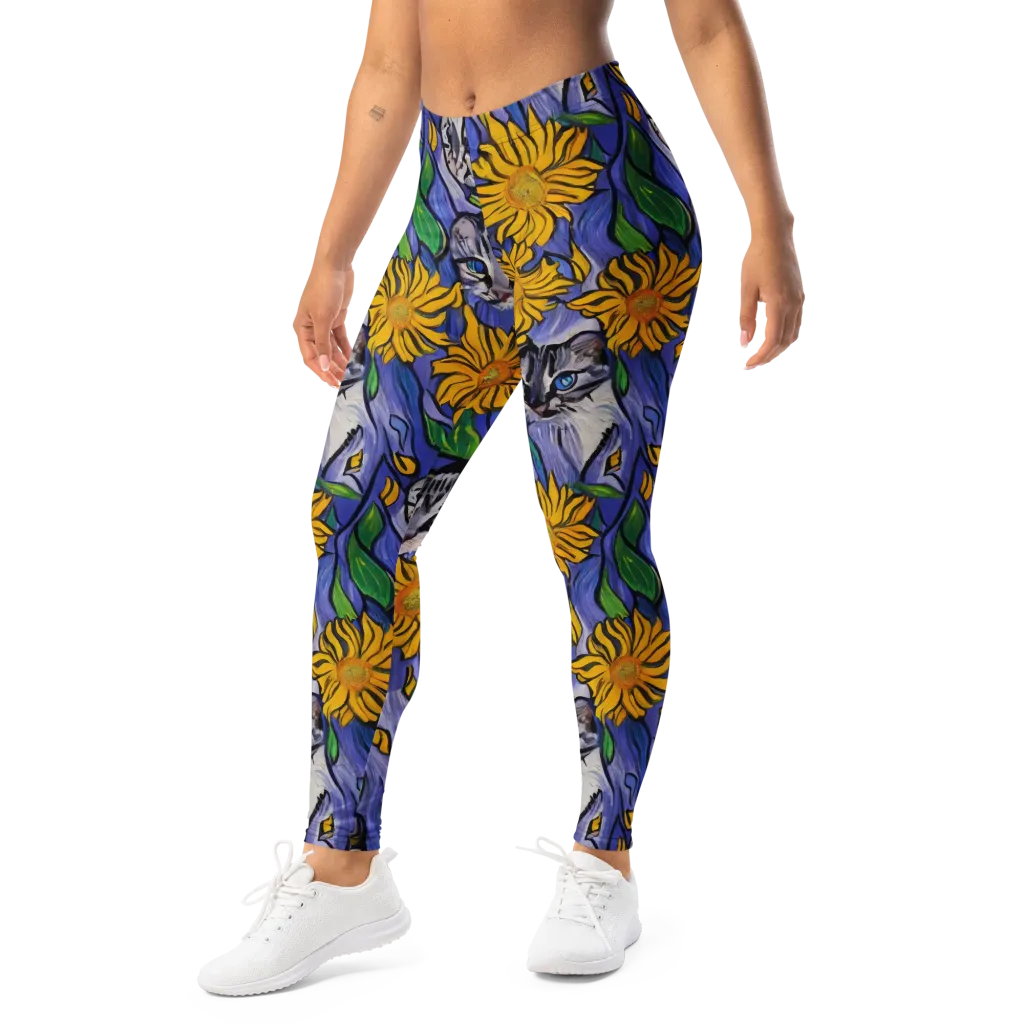 Feline Flora on Leggings — Left Front