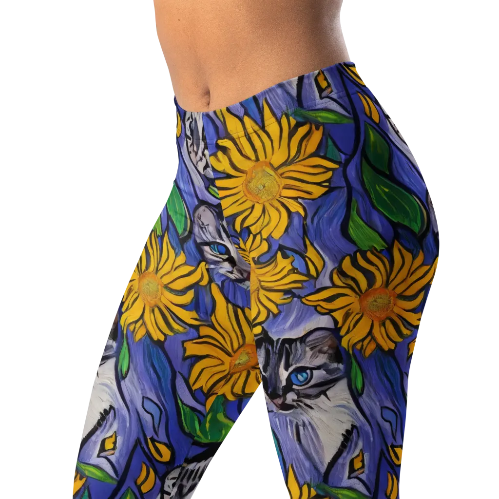 Feline Flora on Leggings — Left Front