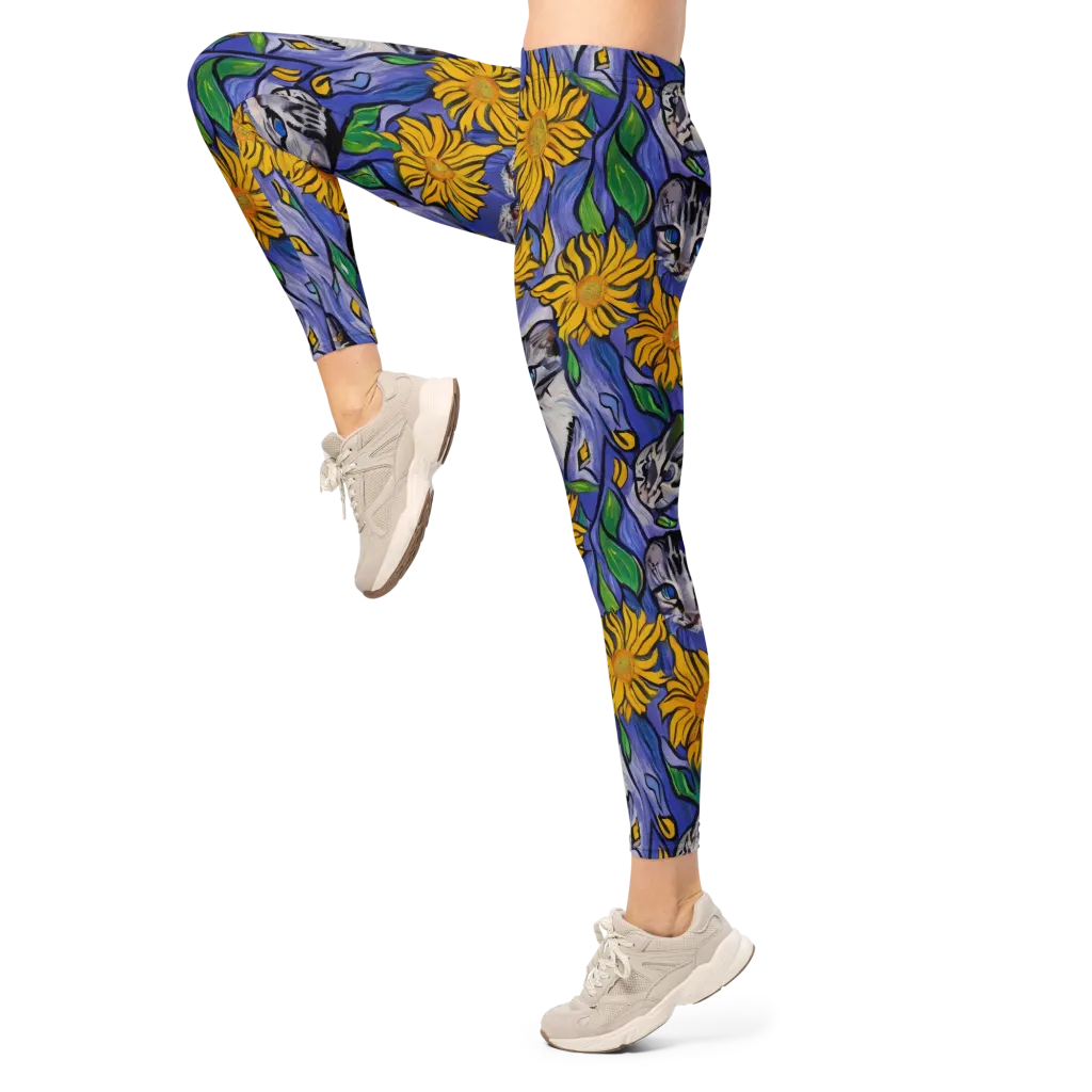 Feline Flora on Leggings — Left