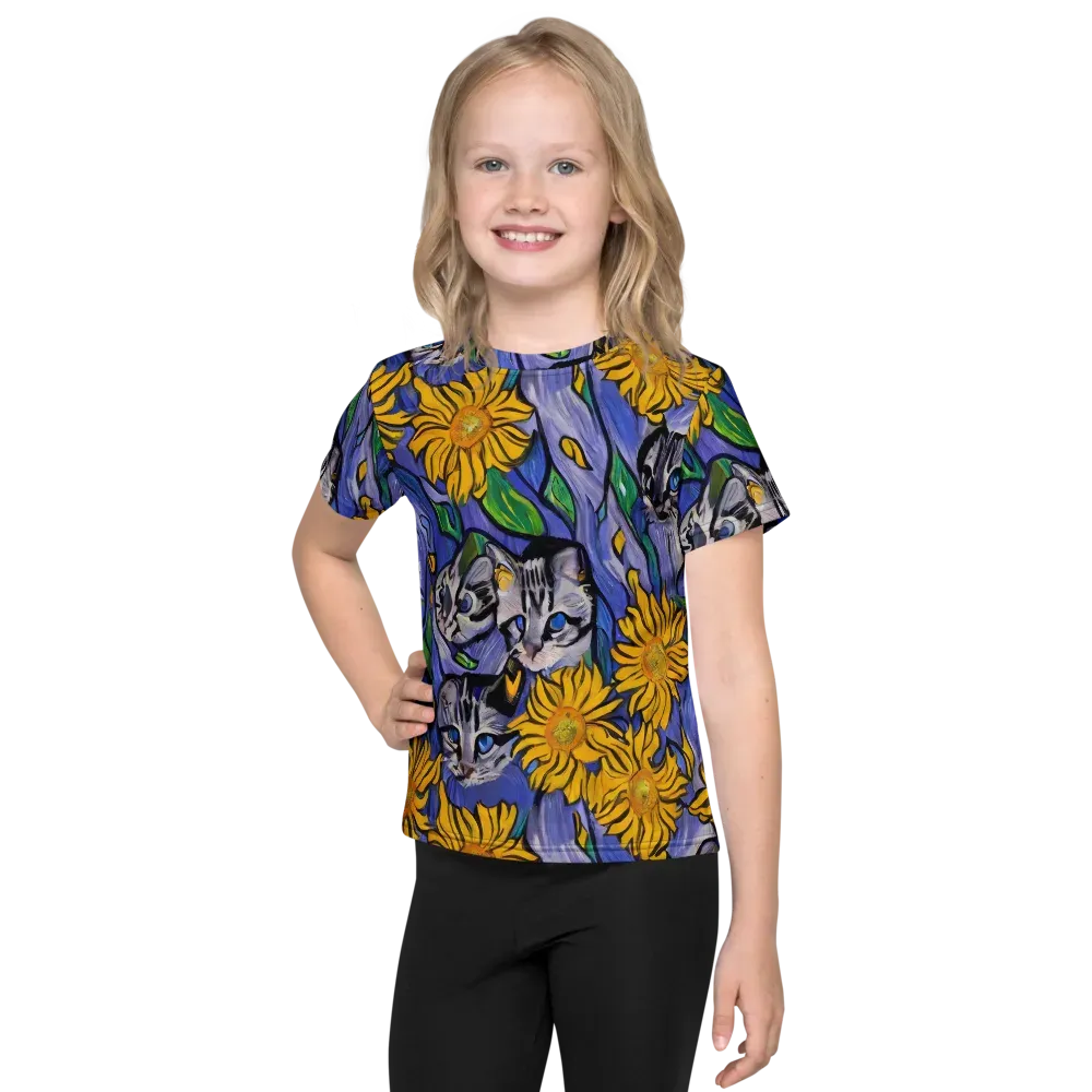 Feline Flora on Kids Crew Neck T-Shirt — Front