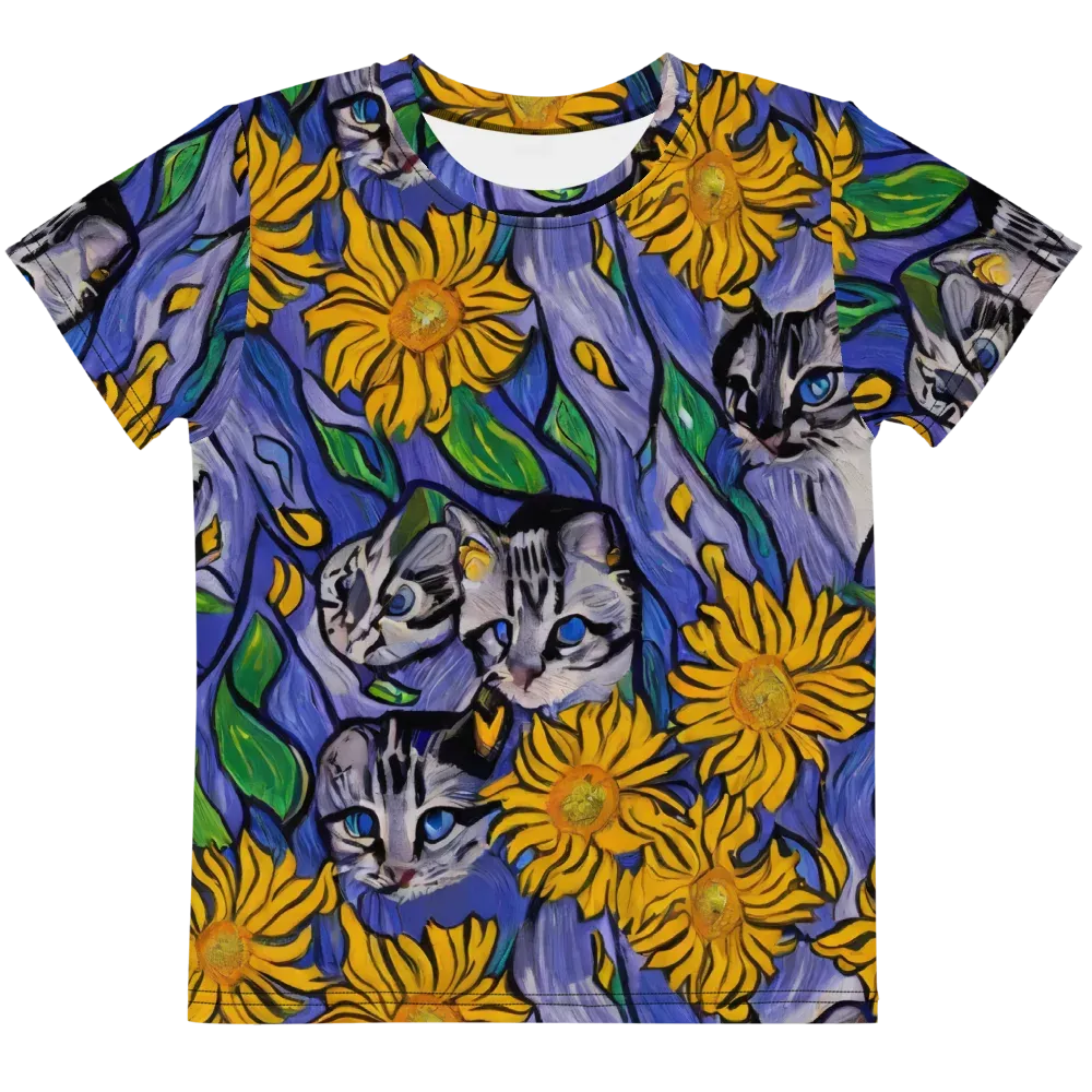 Feline Flora on Kids Crew Neck T-Shirt — Front