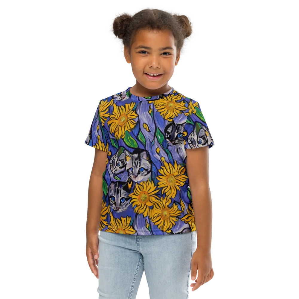 Feline Flora on Kids Crew Neck T-Shirt — Front