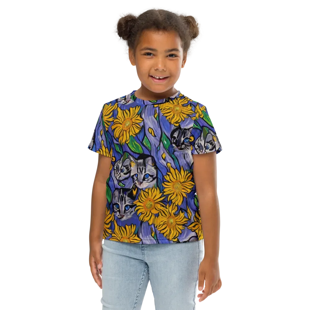 Feline Flora on Kids Crew Neck T-Shirt — Front