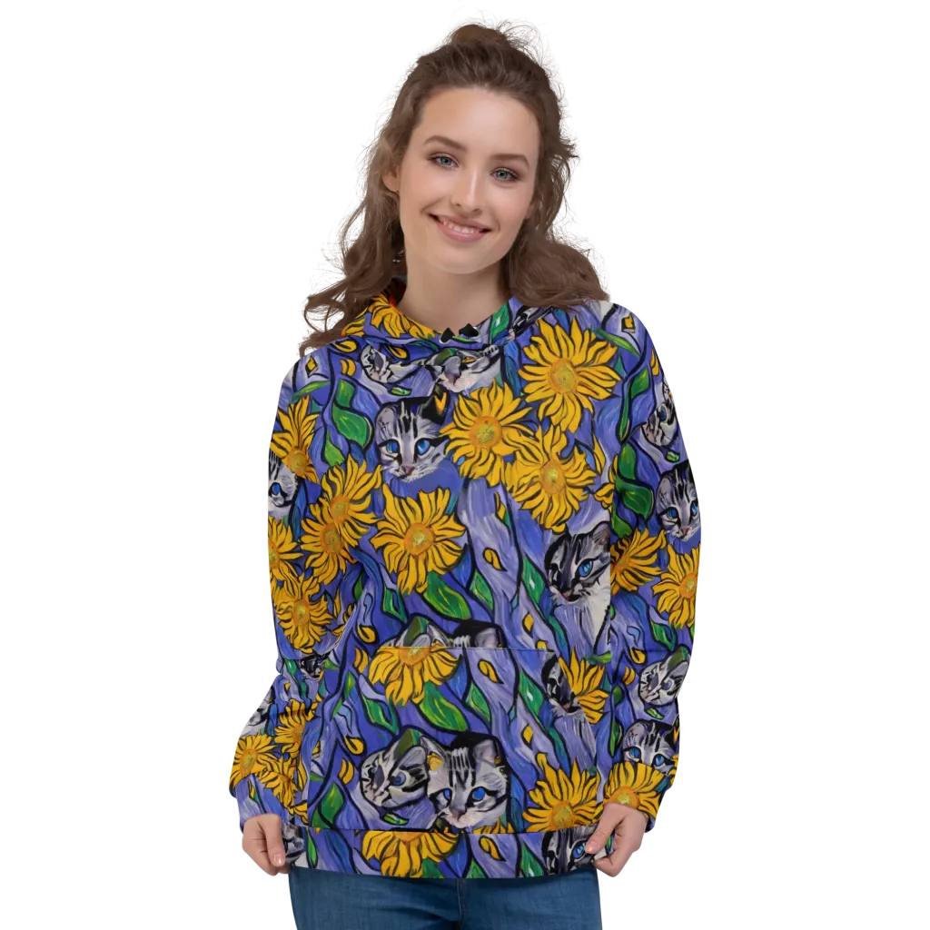 Feline Flora on Hoodie — Front
