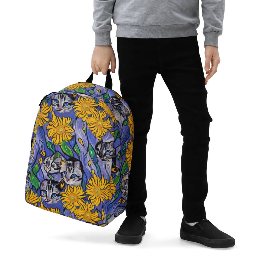 Feline Flora on Minimalist Backpack — Zoomed-in