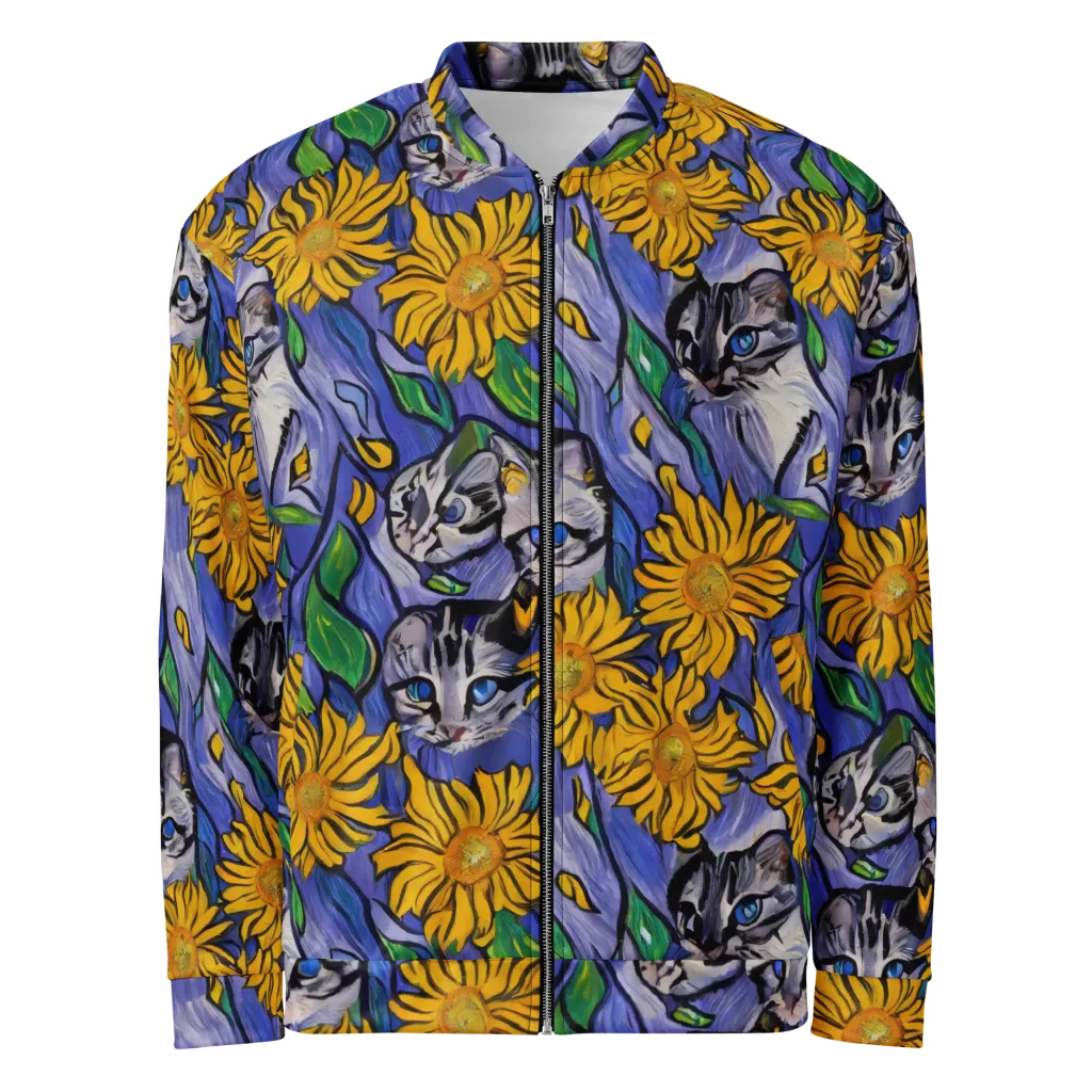 Feline Flora on Bomber Jacket — Front