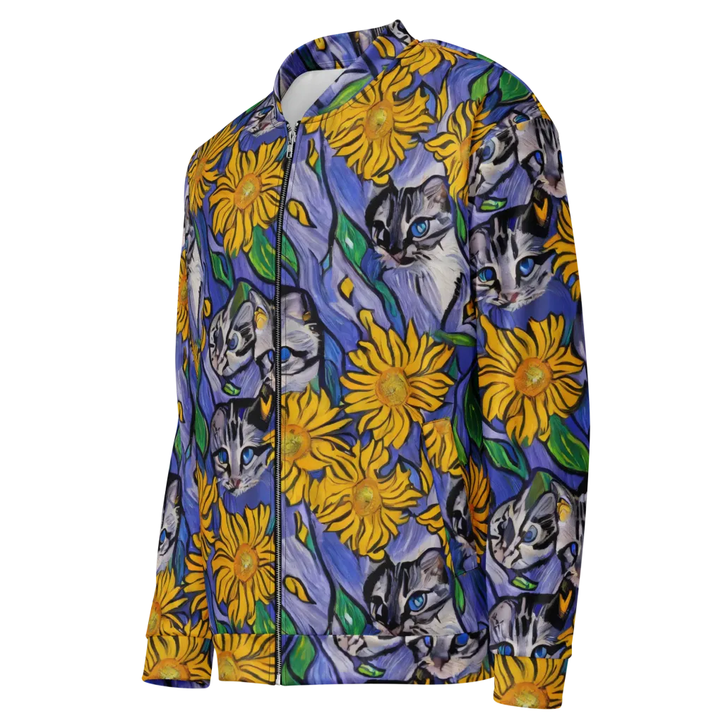 Feline Flora on Bomber Jacket — Left Front