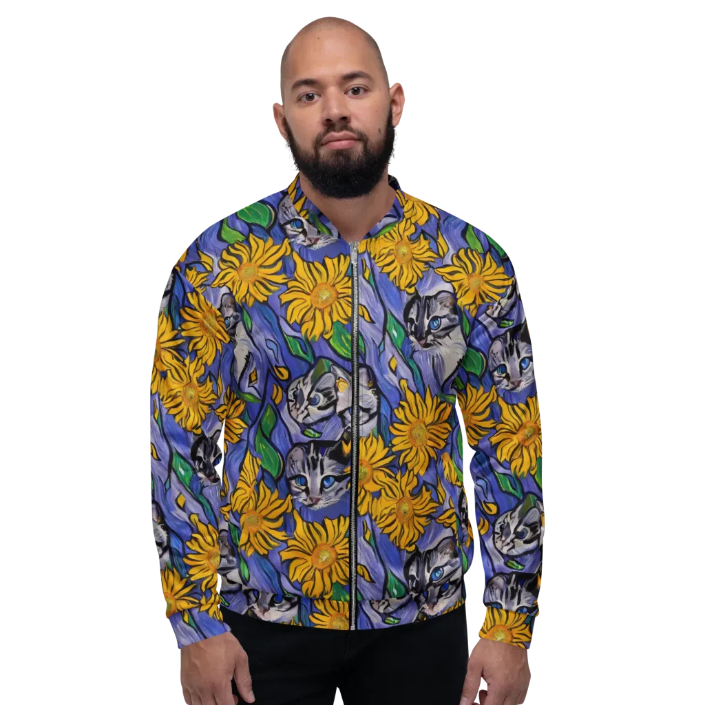 Feline Flora on Bomber Jacket — Front