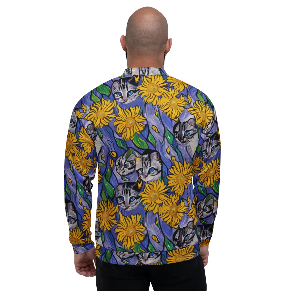 Feline Flora on Bomber Jacket — Back