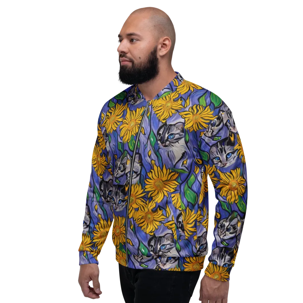 Feline Flora on Bomber Jacket — Left