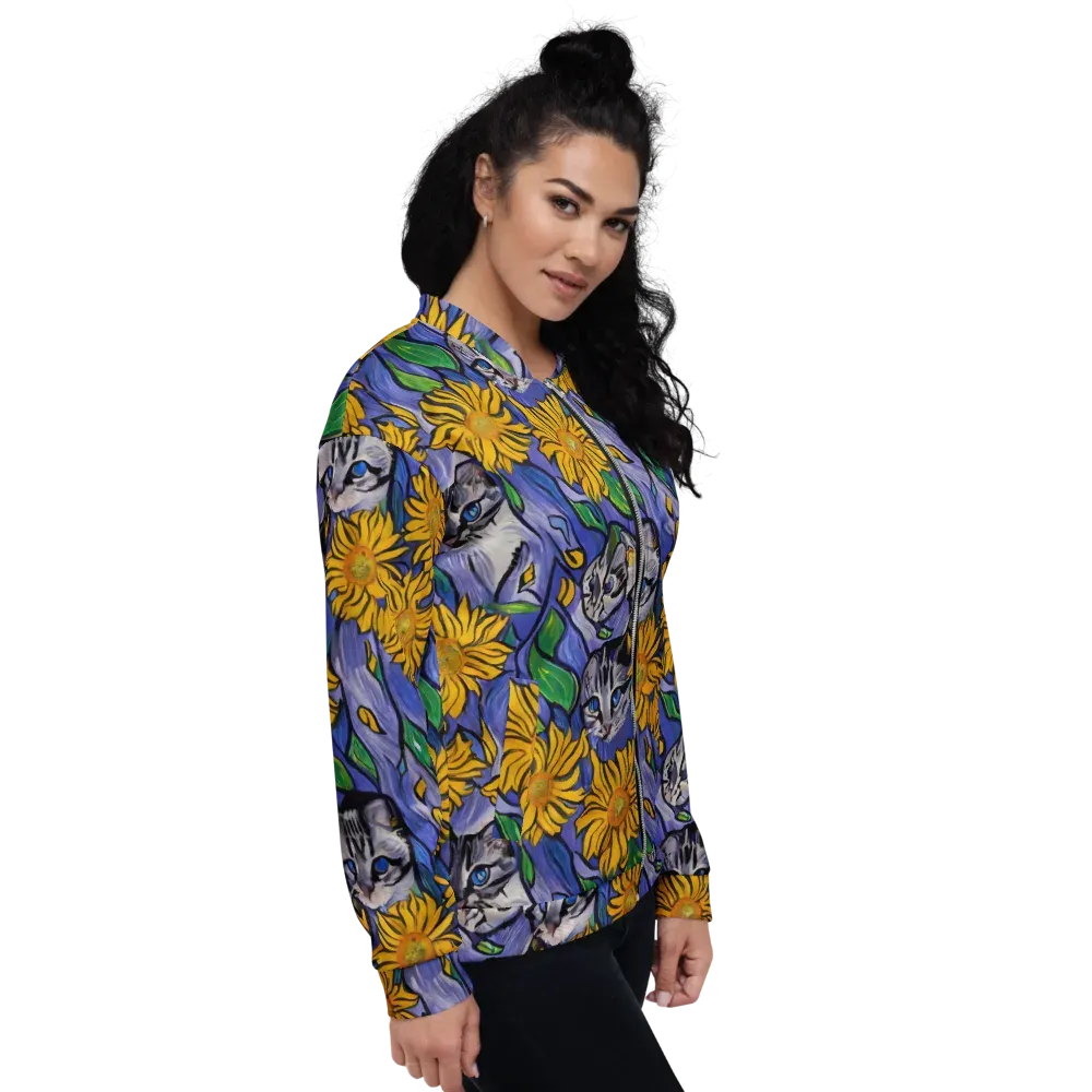 Feline Flora on Bomber Jacket — Right