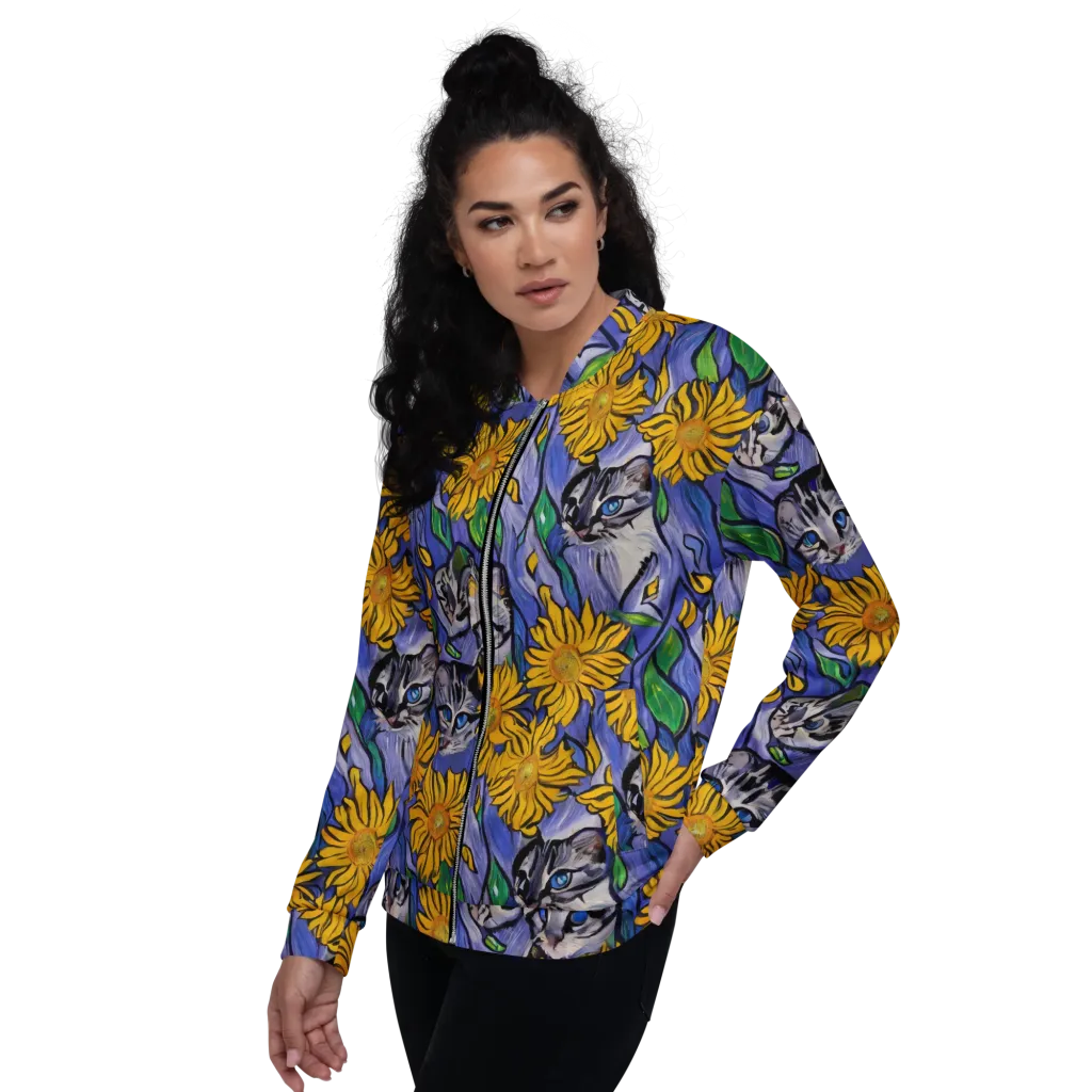 Feline Flora on Bomber Jacket — Left