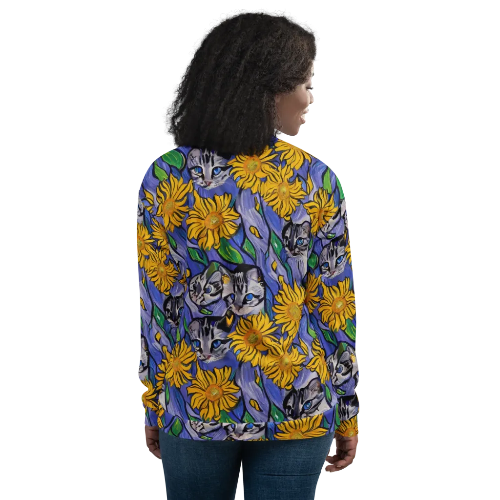 Feline Flora on Bomber Jacket — Back