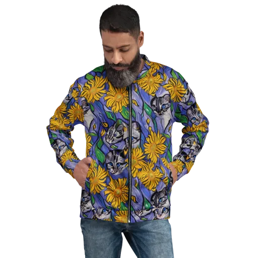 Feline Flora on a Bomber Jacket