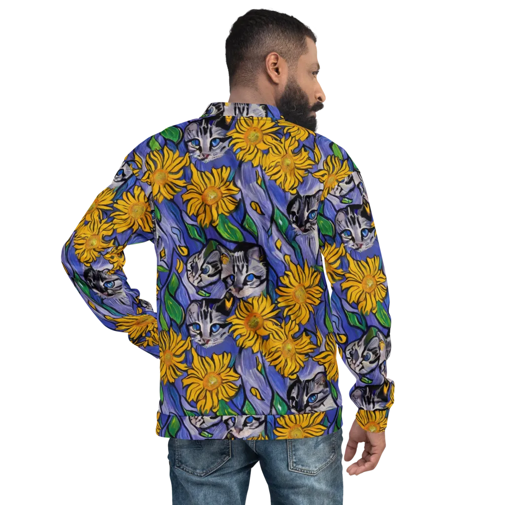 Feline Flora on Bomber Jacket — Back
