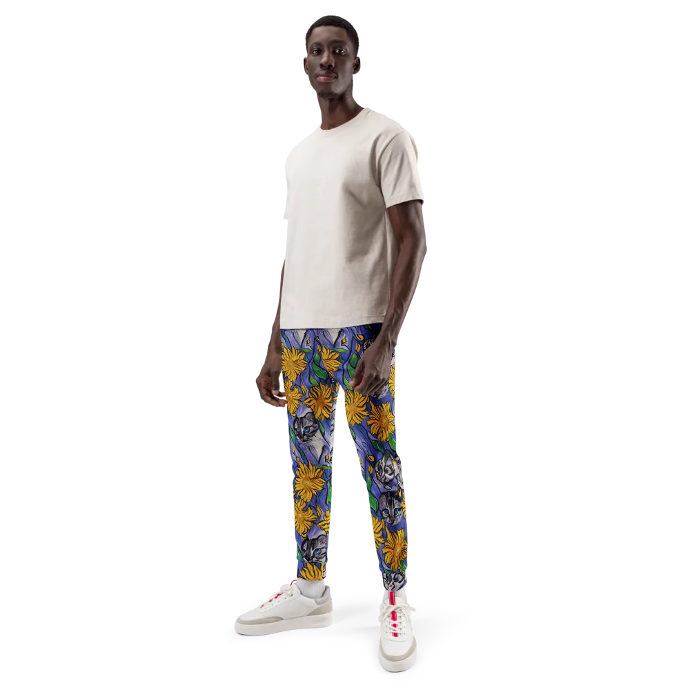 Feline Flora on Men's Joggers — Front