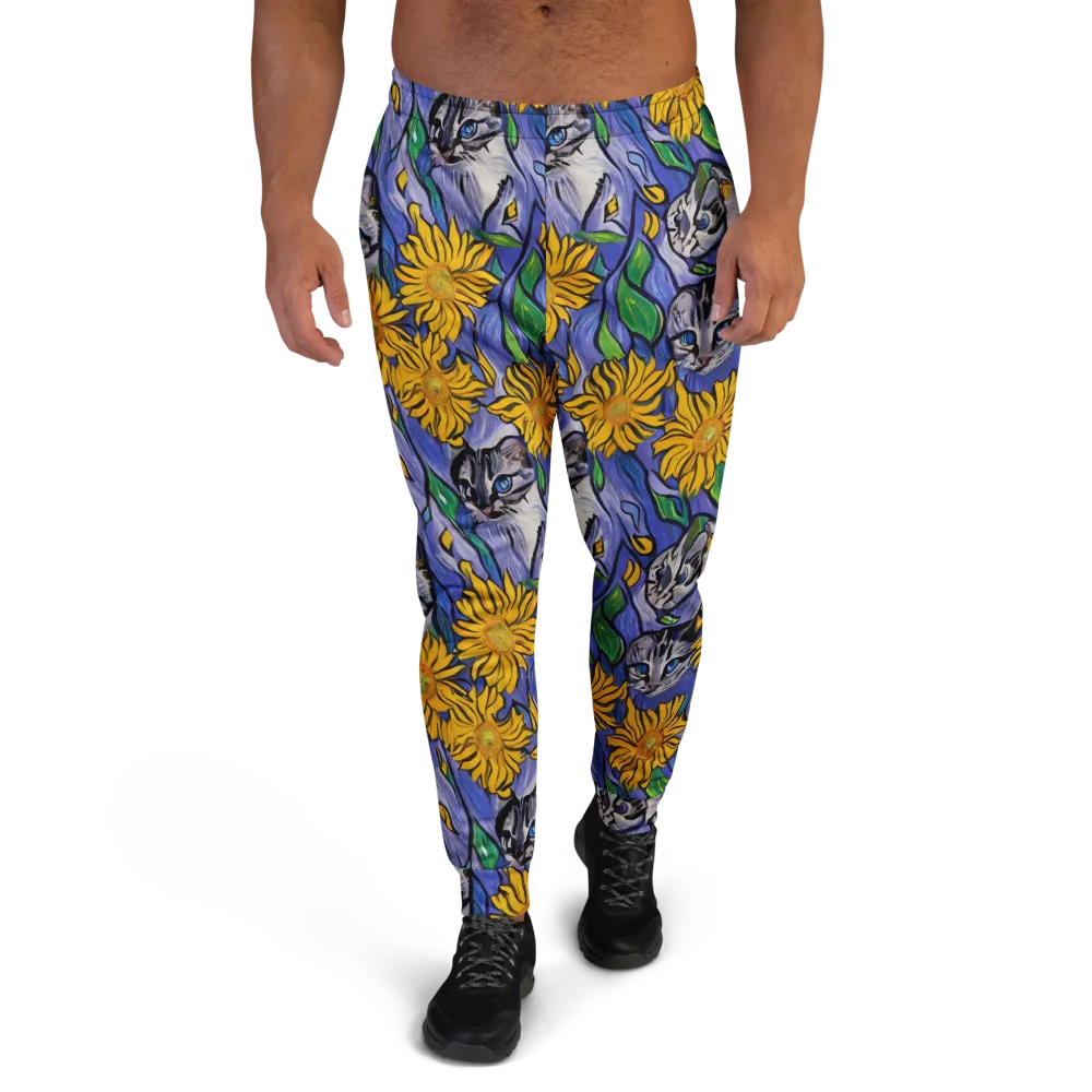 Feline Flora on Men's Joggers — Front