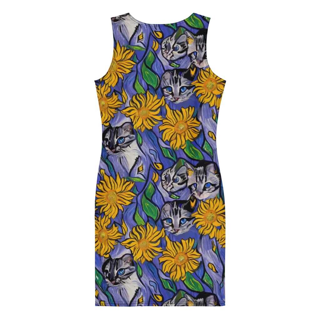 Feline Flora on Bodycon Dress — Back