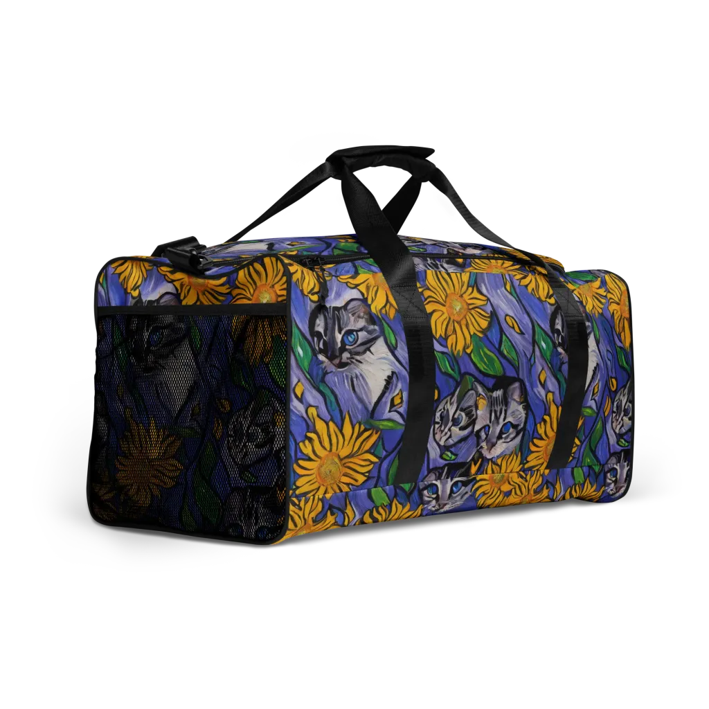 Feline Flora on Duffle Bag — Right Front