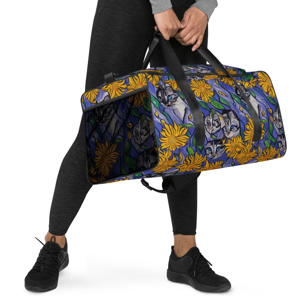 Feline Flora on Duffle Bag — Right Front