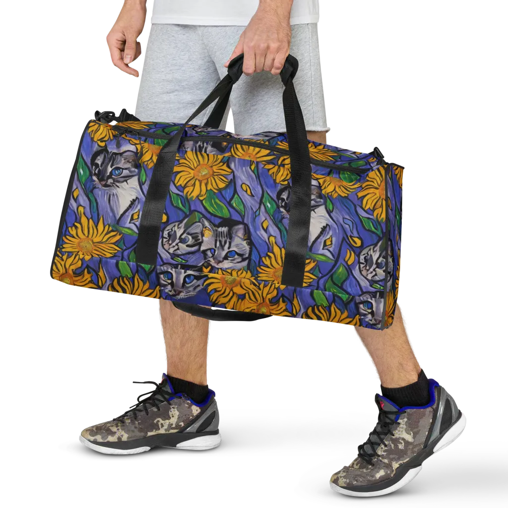 Feline Flora on Duffle Bag — Front